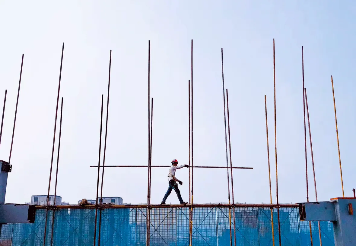 High-rise construction formwork site