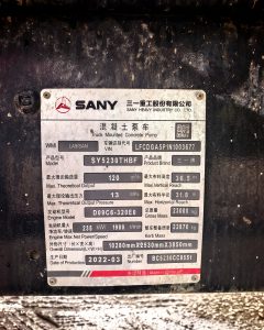 2022 SANY 37m camión bomba de hormigón con pluma SY5230THBF – SANY chasis